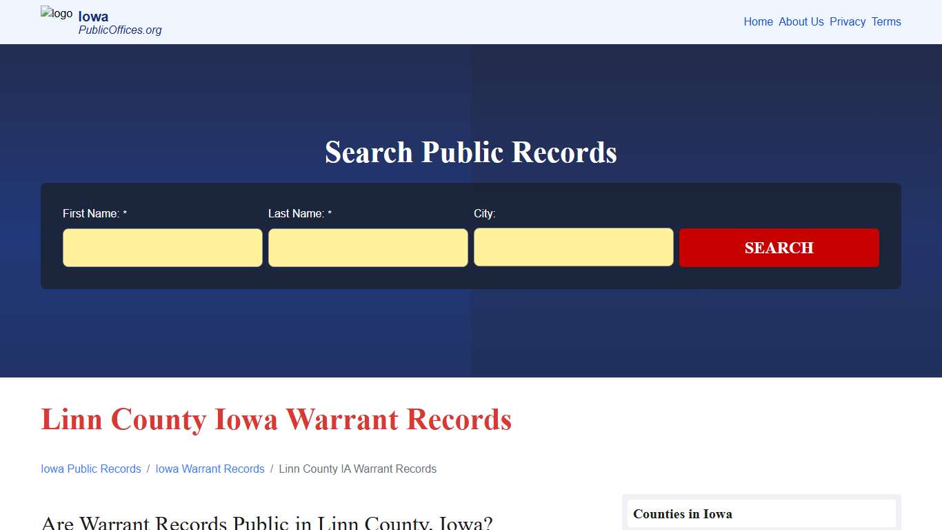 Linn County, IA Warrant Records Search – PublicOffices.org