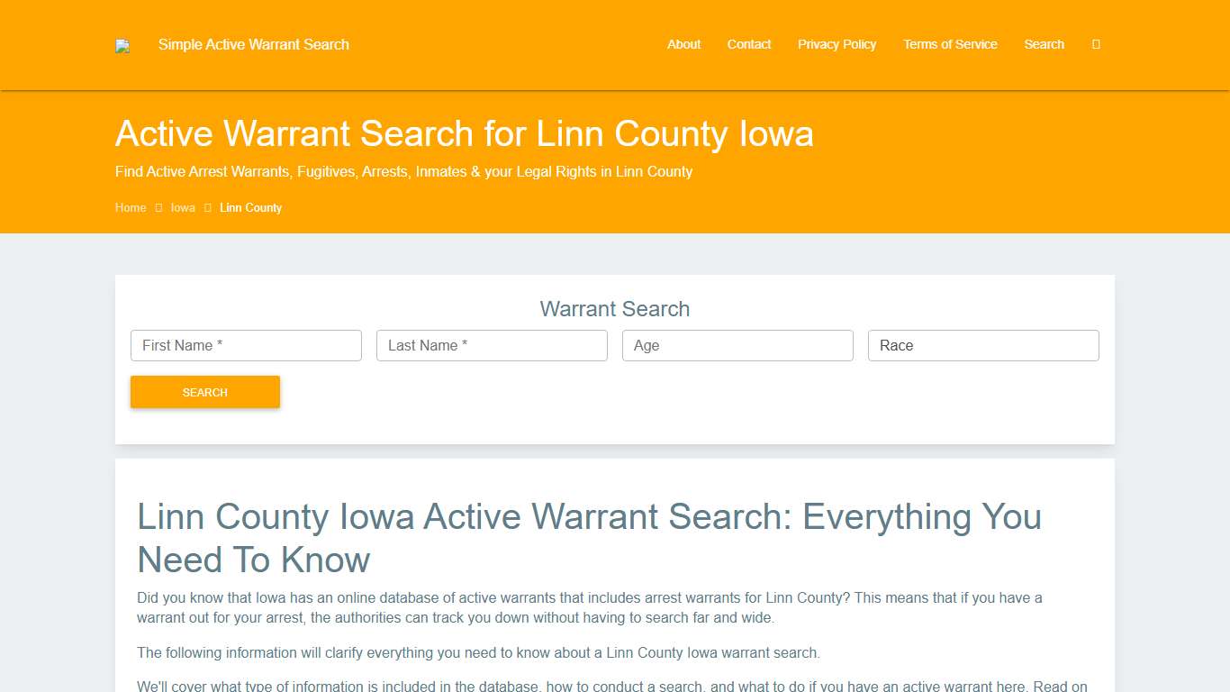 Active Warrant Search in Linn County Iowa - Outstanding Warrants
